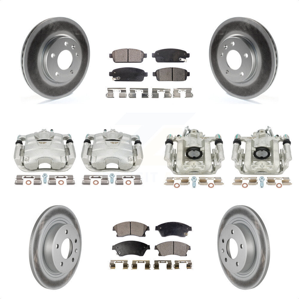 Front Rear Disc Brake Caliper Coated Rotors And Ceramic Pads Kit (10Pc) For Chevrolet Cruze Volt KCG-100818T by Transit Auto