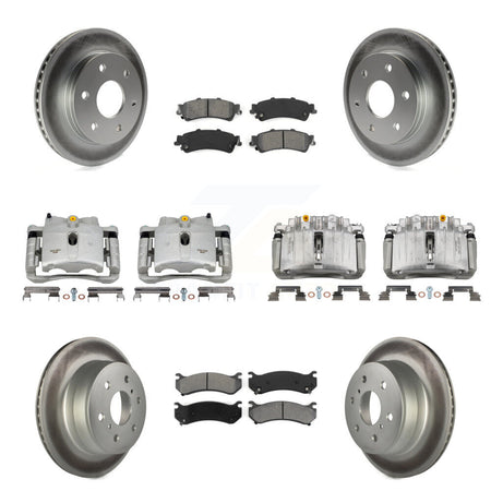 Front Rear Disc Brake Caliper Coated Rotors And Semi-Metallic Pads Kit (10Pc) For KCG-100819S
