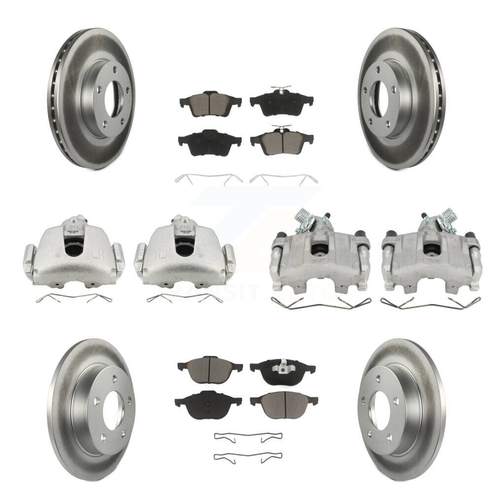 Front Rear Disc Brake Caliper Coated Rotors And Ceramic Pad Kit (10Pc) For Mazda 3 Sport KCG-100820C