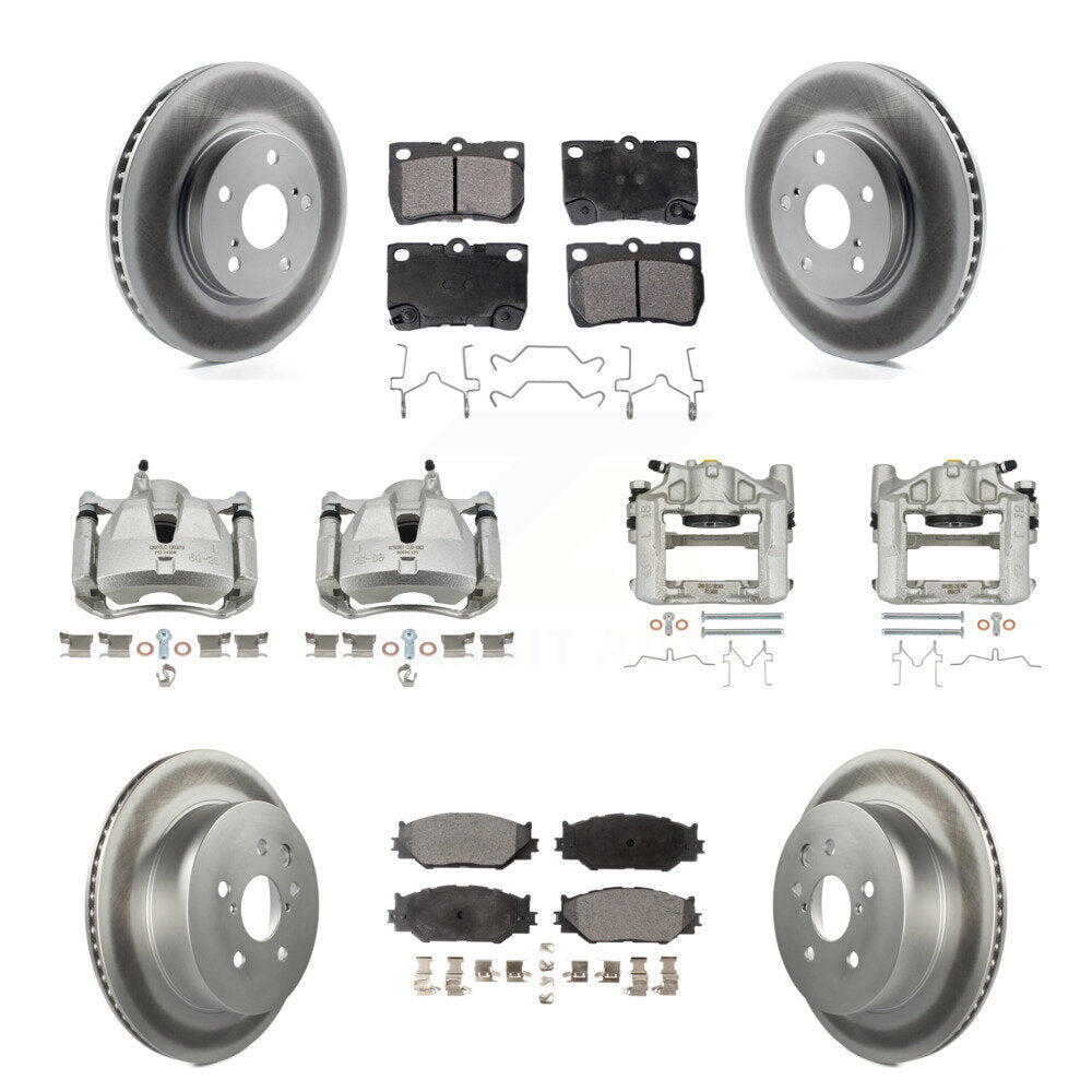 Front Rear Brake Caliper Coat Rotor Semi-Metallic Pad Kit (10Pc) For 10-13 Lexus IS250 C KCG-100820P
