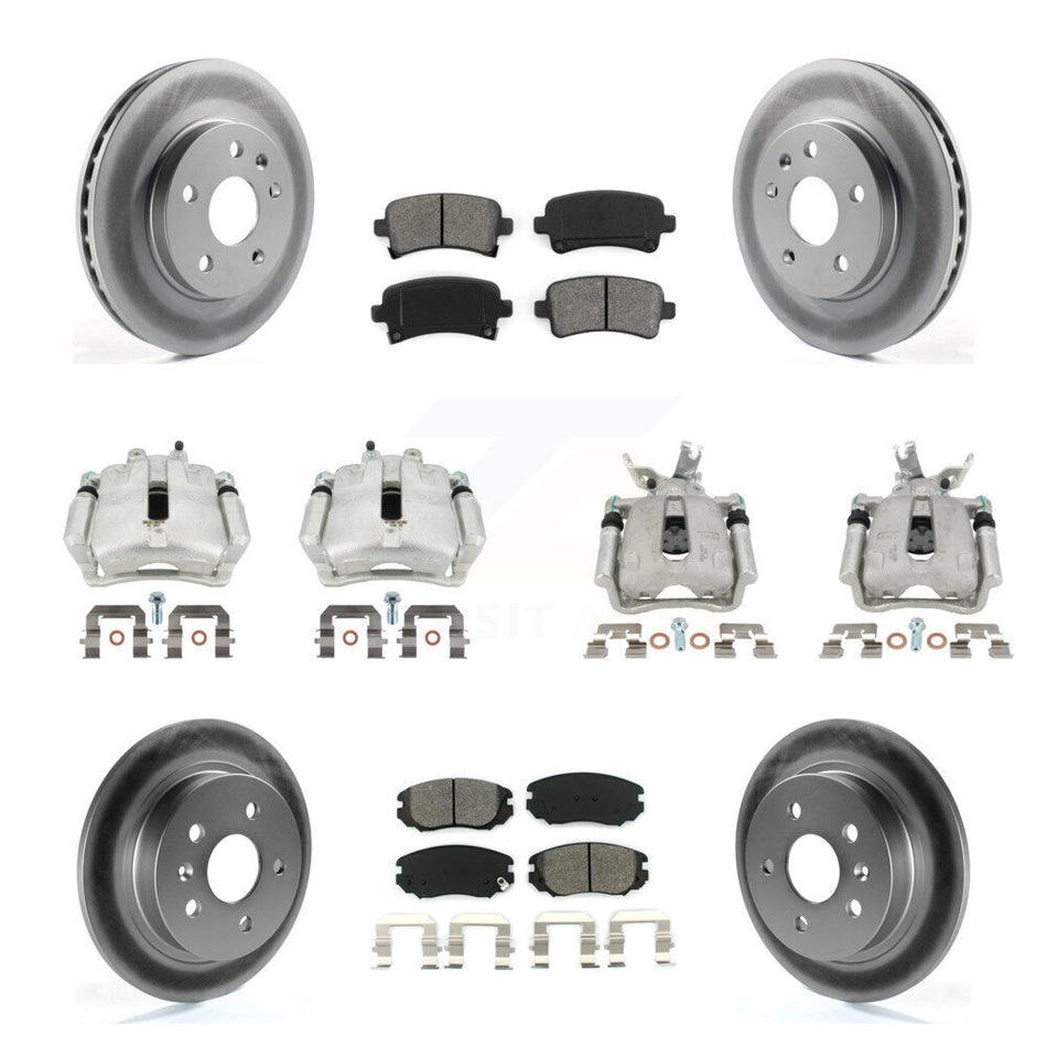 Front Rear Brake Caliper Coat Rotors & Semi-Metallic Pad Kit (10Pc) For Chevrolet Malibu KCG-100821S