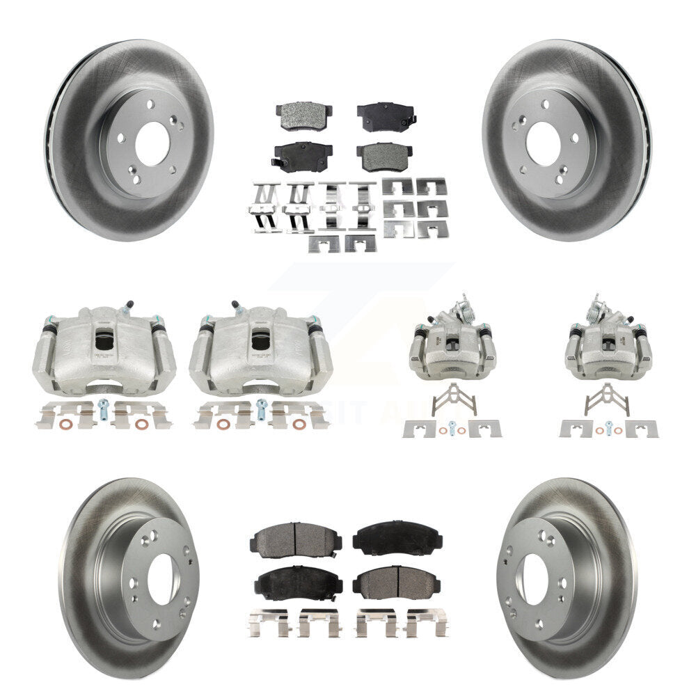 Front Rear Brake Caliper Coat Rotors Semi-Metallic Pad Kit (10Pc) For Honda Accord Acura KCG-100822P