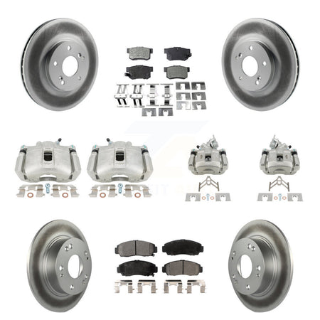 Front Rear Brake Caliper Coat Rotors Semi-Metallic Pad Kit (10Pc) For Honda Accord Acura KCG-100822P