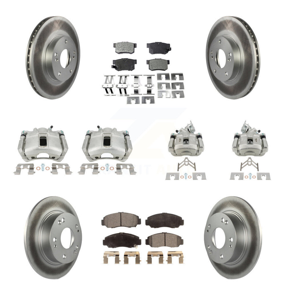 Front Rear Disc Brake Caliper Coat Rotor & Semi-Metallic Pad Kit (10Pc) For Honda Accord KCG-100823P