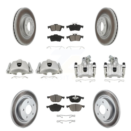 Front Rear Disc Brake Caliper Coated Rotors And Ceramic Pad Kit (10Pc) For Mazda 3 Sport KCG-100824C