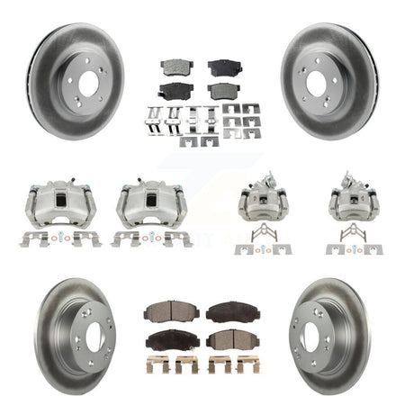 Front Rear Disc Brake Caliper Coat Rotor & Semi-Metallic Pad Kit (10Pc) For Honda Accord KCG-100825P