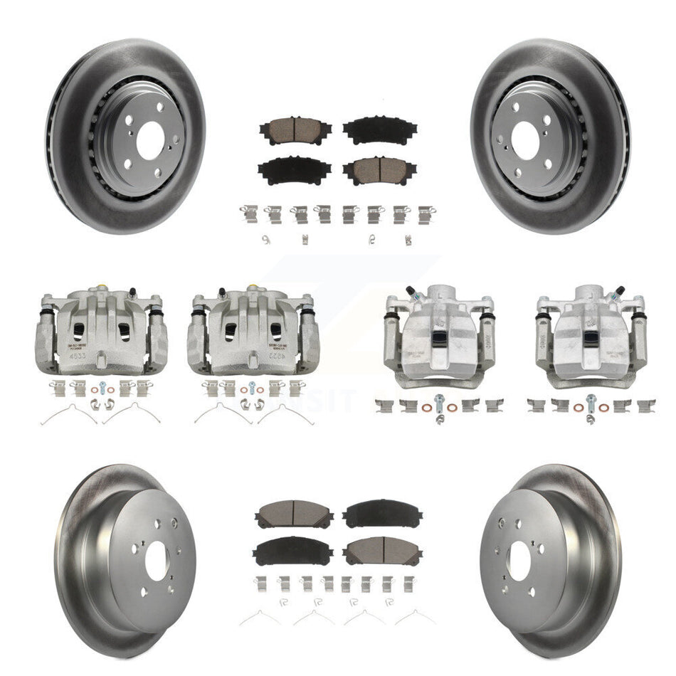 Front Rear Disc Brake Caliper Coat Rotor & Ceramic Pad Kit (10Pc) For Lexus RX350 RX450h KCG-100826C