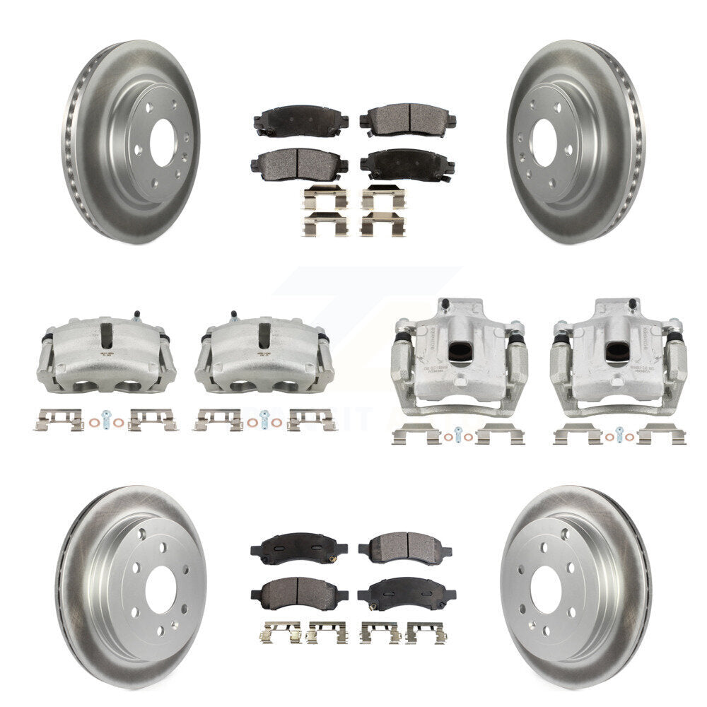 Front Rear Brake Caliper Coat Rotors Ceramic Pad Kit (10Pc) For GMC Acadia Buick Enclave KCG-100826T