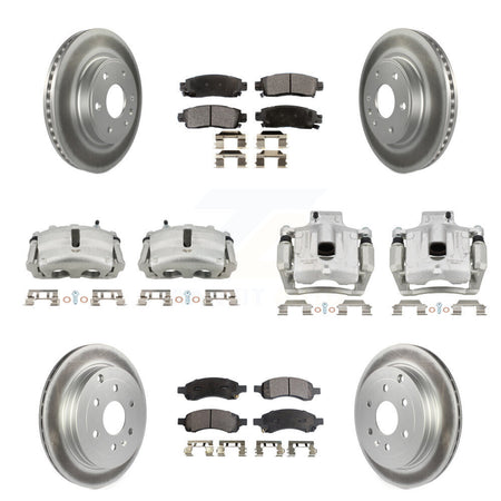 Front Rear Brake Caliper Coat Rotors Ceramic Pad Kit (10Pc) For GMC Acadia Buick Enclave KCG-100826T