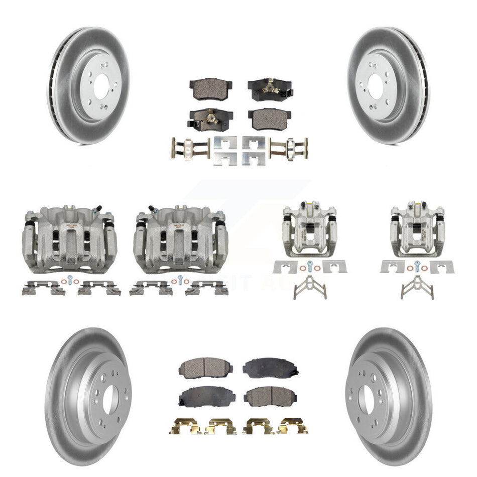 Front Rear Brake Caliper Coat Rotors Ceramic Pad Kit (10Pc) For 2012 Honda Crosstour FWD KCG-100827T