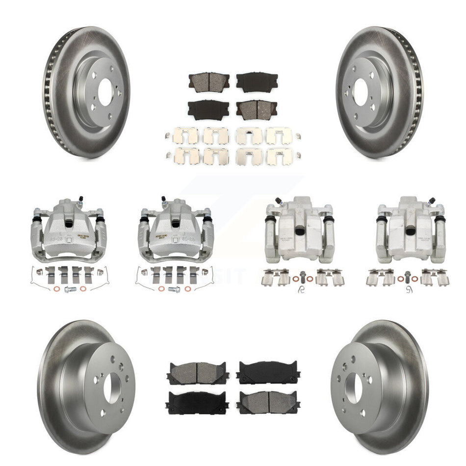 Front Rear Brake Caliper Coat Rotors Semi-Metallic Pad Kit (10Pc) For Toyota Camry Lexus KCG-100828S
