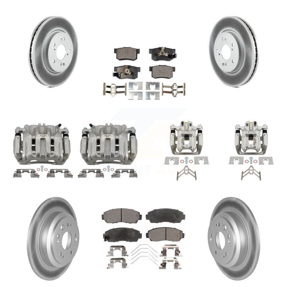 Front Rear Disc Brake Caliper Coat Rotors And Ceramic Pad Kit (10Pc) For Honda Crosstour KCG-100828T