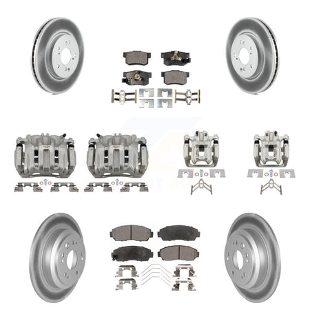 Front Rear Disc Brake Caliper Coat Rotors And Ceramic Pad Kit (10Pc) For Honda Crosstour KCG-100828T