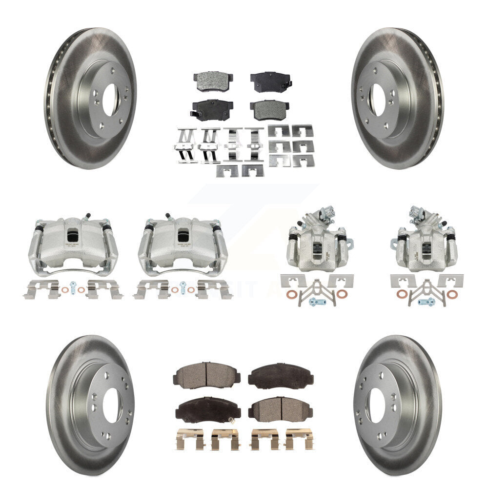 Front Rear Disc Brake Caliper Coat Rotors And Semi-Metallic Pad Kit (10Pc) For Acura CSX KCG-100830P