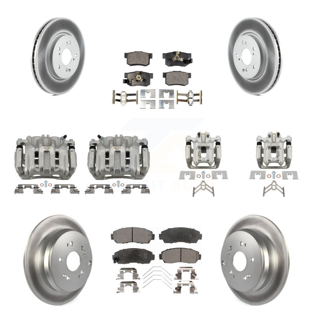 Front Rear Brake Caliper Coat Rotors Ceramic Pad Kit (10Pc) For 2012-2016 Honda CR-V AWD KCG-100830T