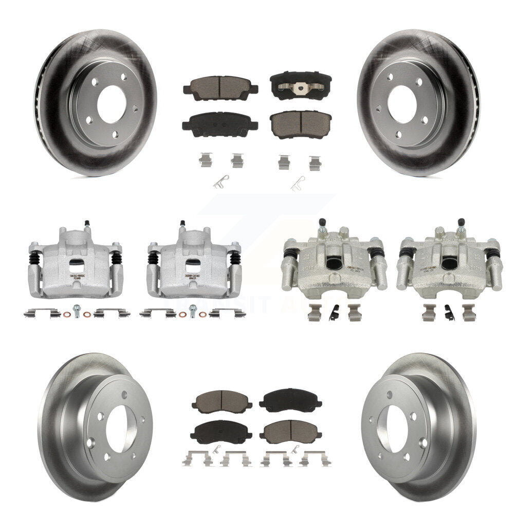 Front Rear Disc Brake Caliper Coat Rotors & Ceramic Pad Kit (10Pc) For Mitsubishi Lancer KCG-100831C