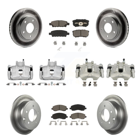 Front Rear Disc Brake Caliper Coat Rotors & Ceramic Pad Kit (10Pc) For Mitsubishi Lancer KCG-100831C