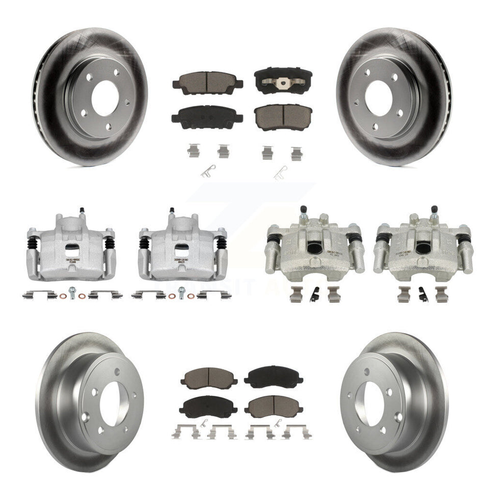Front Rear Disc Brake Caliper Coat Rotors & Ceramic Pad Kit (10Pc) For Mitsubishi Lancer KCG-100831C