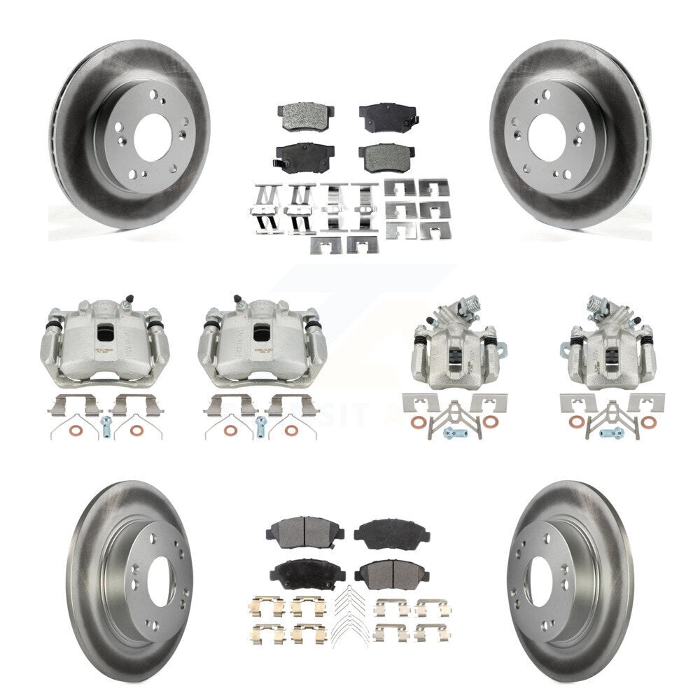 Front Rear Disc Brake Caliper Coat Rotor Semi-Metallic Pad Kit (10Pc) For Acura ILX 1.5L KCG-100831P