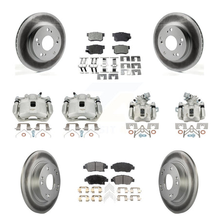 Front Rear Disc Brake Caliper Coat Rotor Semi-Metallic Pad Kit (10Pc) For Acura ILX 1.5L KCG-100831P