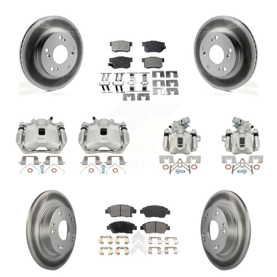 Front Rear Disc Brake Caliper Coat Rotor Semi-Metallic Pad Kit (10Pc) For Acura ILX 1.5L KCG-100831P