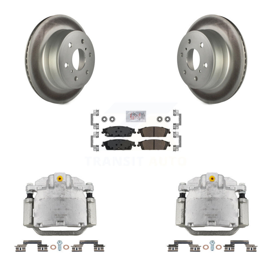Rear Brake Caliper Coat Rotors Semi-Metallic Pad Kit For GMC Chevrolet Sierra 1500 Tahoe KCG-100832N