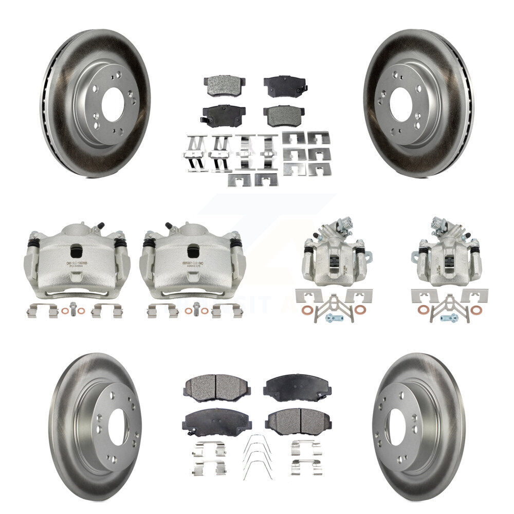 Front Rear Brake Caliper Coat Rotor Semi-Metallic Pad Kit (10Pc) For 2013 Acura ILX 2.0L KCG-100832P