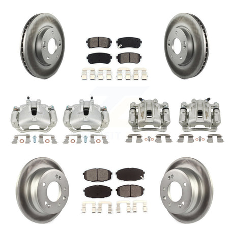 Front Rear Brake Caliper Coat Rotor And Semi-Metallic Pad Kit (10Pc) For Hyundai Elantra KCG-100832S