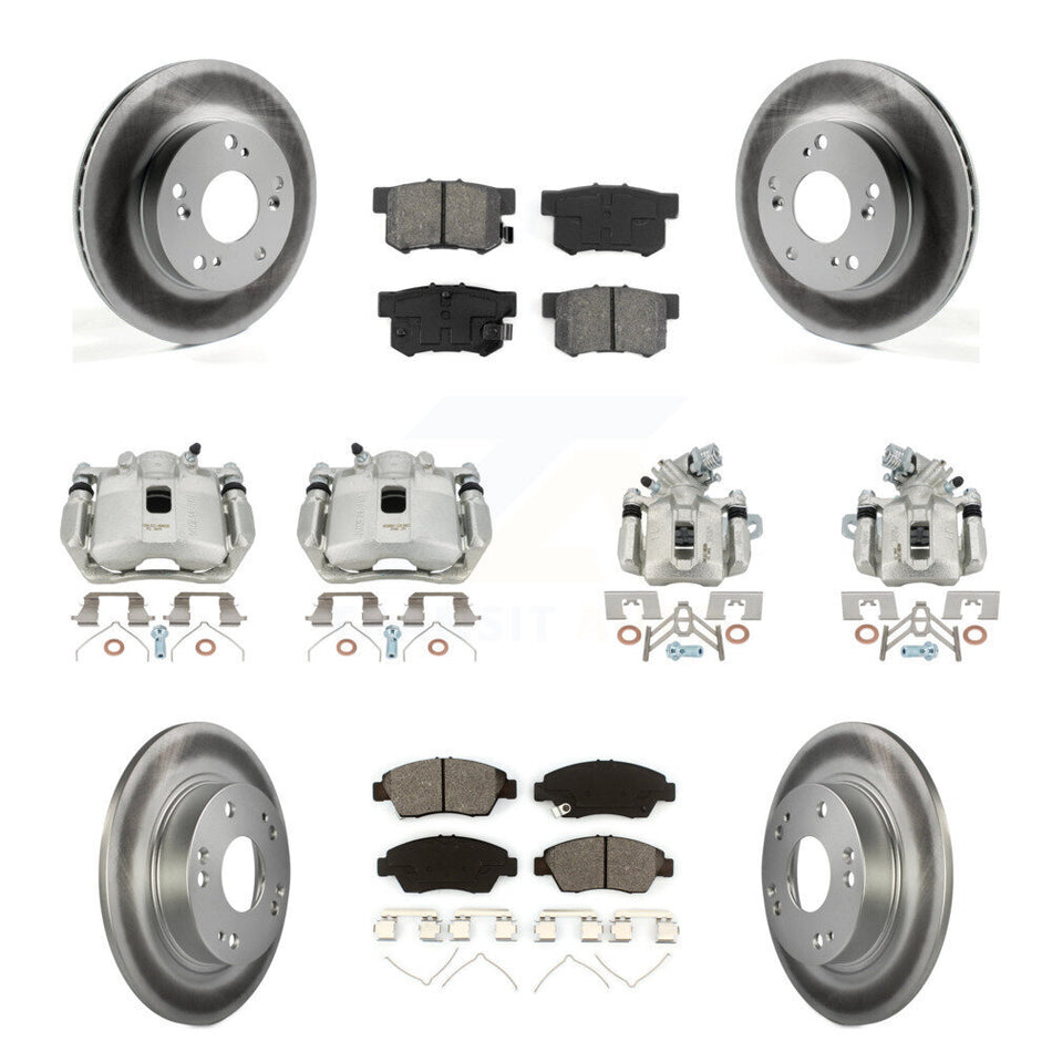 Front Rear Disc Brake Caliper Coat Rotor Semi-Metallic Pad Kit (10Pc) For Acura ILX 1.5L KCG-100835S