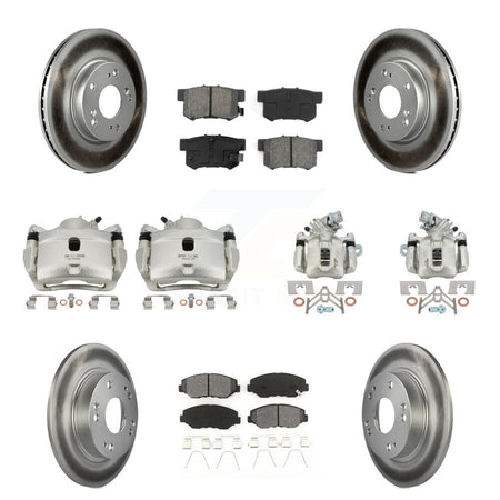 Front Rear Brake Caliper Coat Rotor Semi-Metallic Pad Kit (10Pc) For 2013 Acura ILX 2.0L KCG-100836S