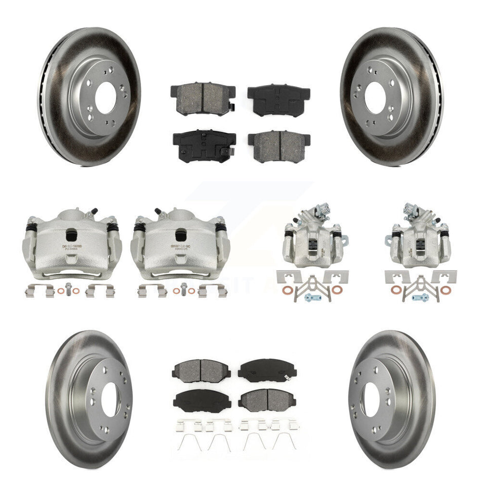 Front Rear Brake Caliper Coat Rotor Semi-Metallic Pad Kit (10Pc) For 2013 Acura ILX 2.0L KCG-100836S