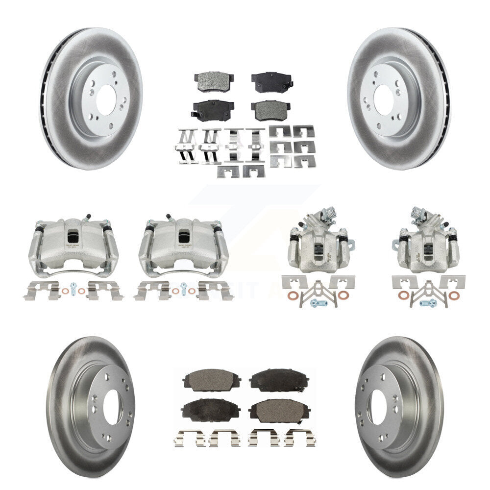 Front Rear Brake Caliper Coat Rotors & Semi-Metallic Pad Kit (10Pc) For Acura CSX Type-S KCG-100837P