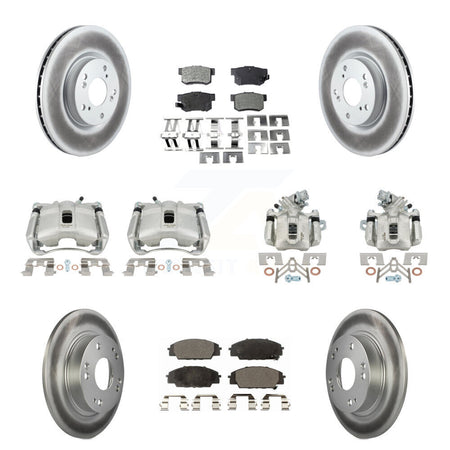 Front Rear Brake Caliper Coat Rotors & Semi-Metallic Pad Kit (10Pc) For Acura CSX Type-S KCG-100837P