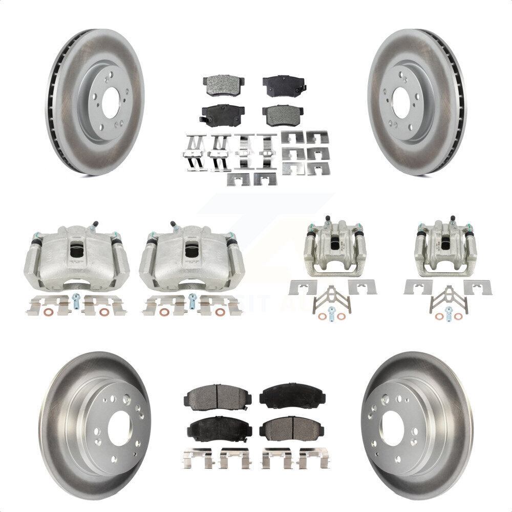 Front Rear Disc Brake Caliper Coated Rotors And Ceramic Pads Kit (10Pc) For 2004-2005 Acura TL Automatic transmission KCG-100838T by Transit Auto