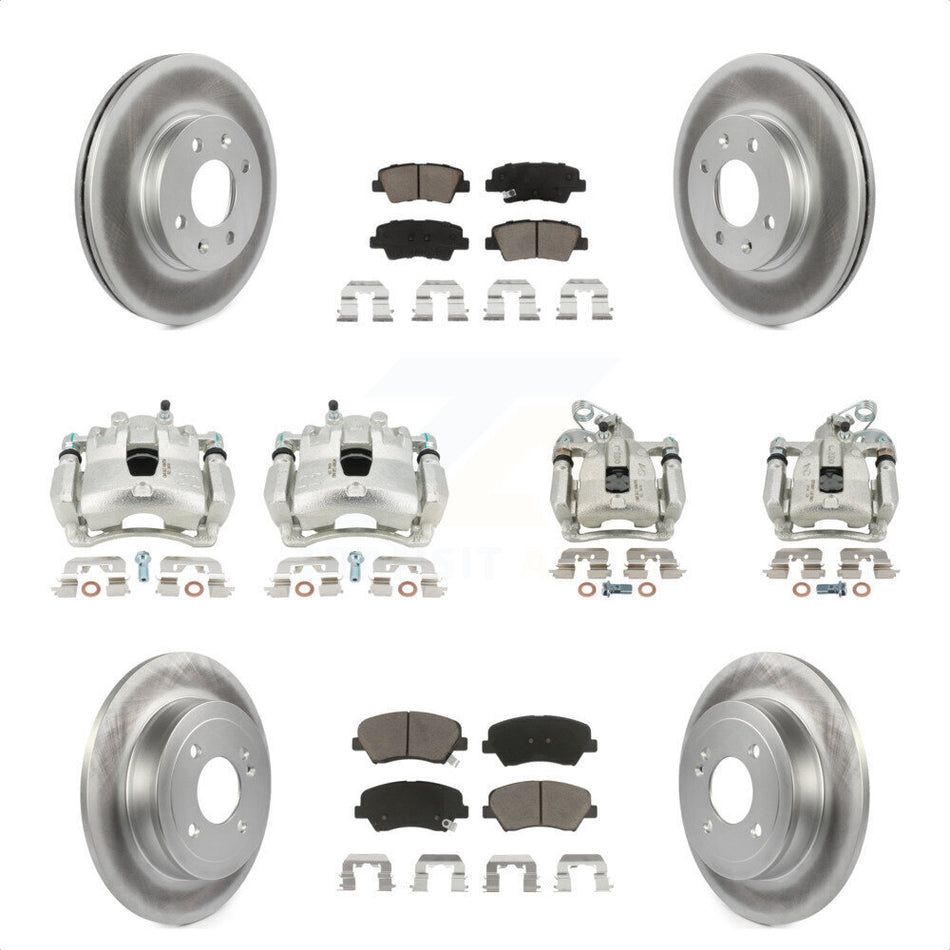 Front Rear Disc Brake Caliper Coated Rotors And Ceramic Pads Kit (10Pc) For 2012-2016 Hyundai Accent KCG-100840C by Transit Auto