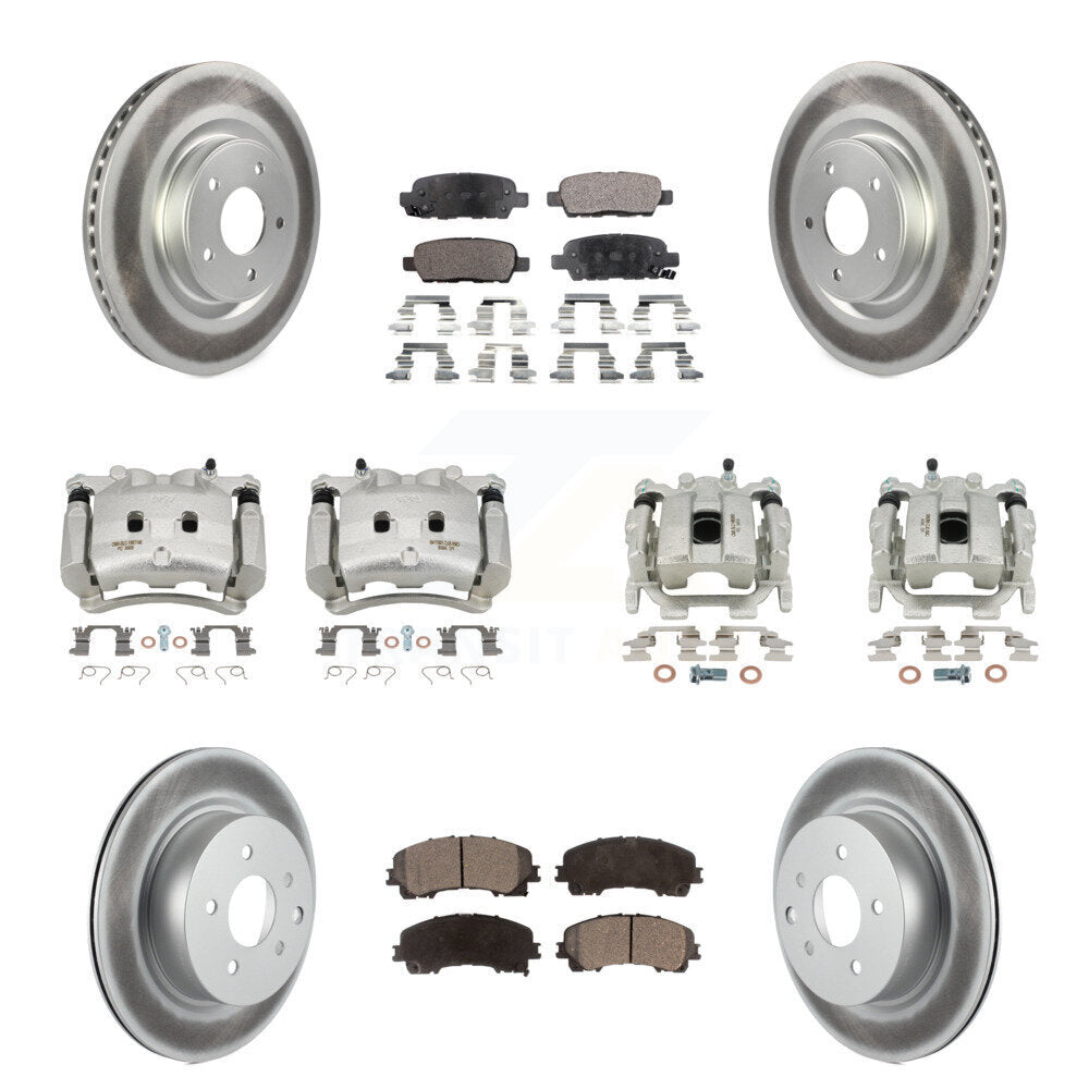 Front Rear Brake Caliper Coat Rotor Semi-Metallic Pad Kit (10Pc) For 16-17 INFINITI QX50 KCG-100840P