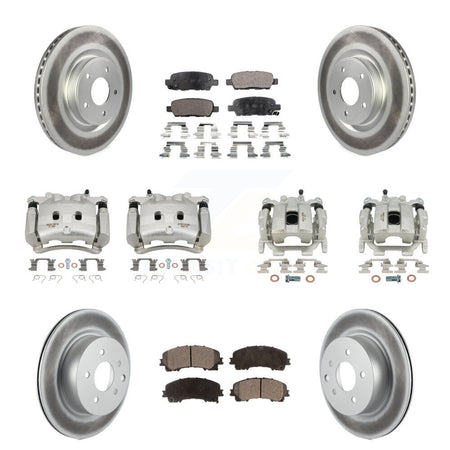 Front Rear Brake Caliper Coat Rotor Semi-Metallic Pad Kit (10Pc) For 16-17 INFINITI QX50 KCG-100840P
