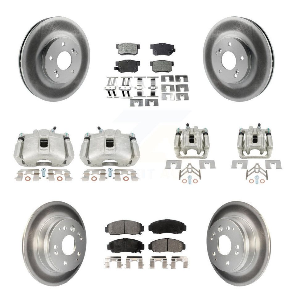 Front Rear Disc Brake Caliper Coated Rotors And Ceramic Pads Kit (10Pc) For Acura TL KCG-100840T