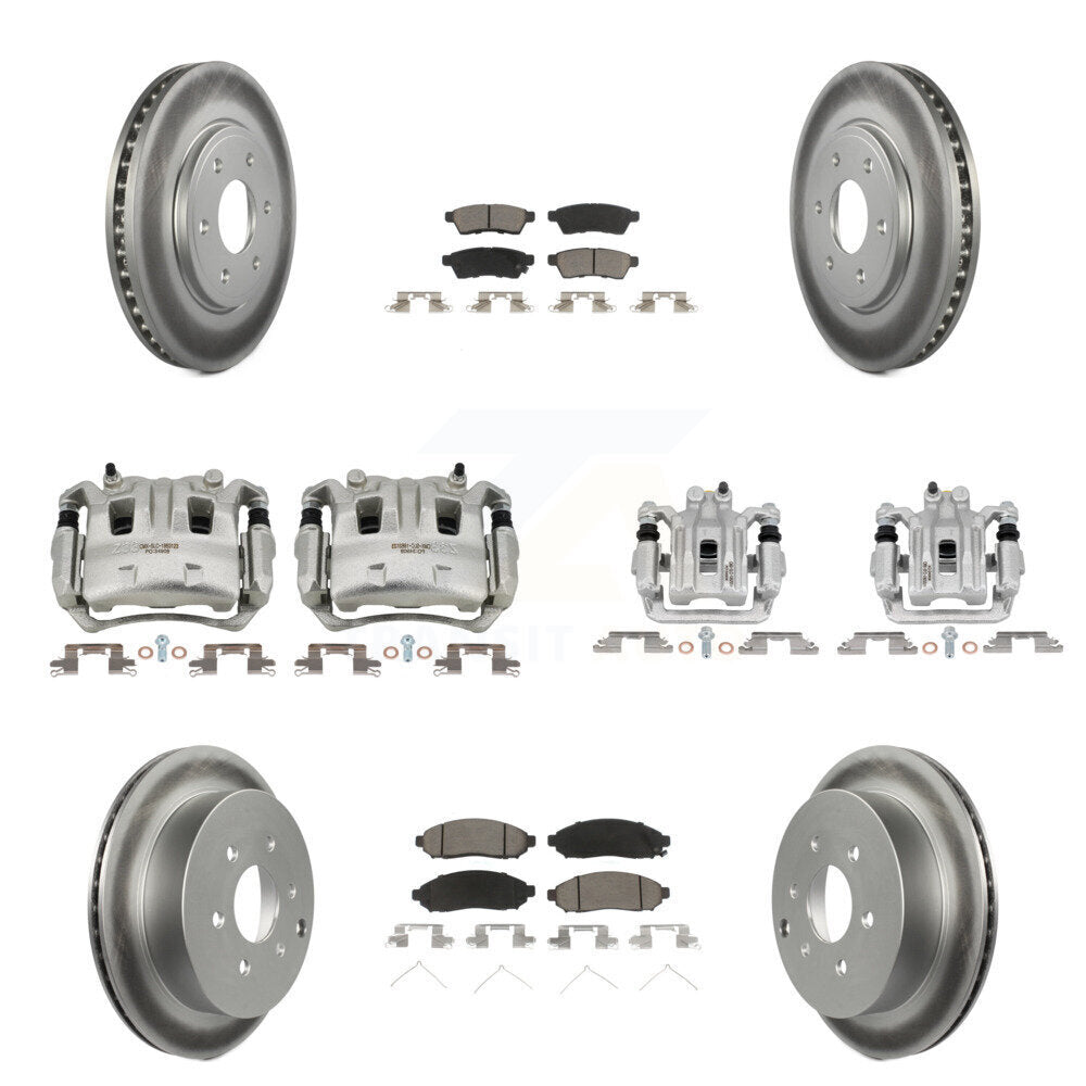 Front Rear Brake Caliper Coat Rotors & Ceramic Pad Kit (10Pc) For Nissan Frontier Suzuki KCG-100841C