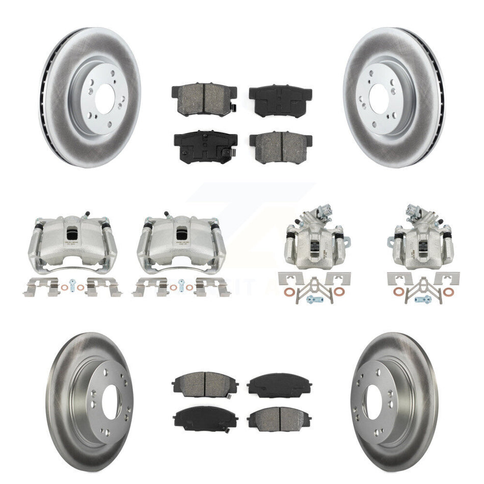Front Rear Brake Caliper Coat Rotors & Semi-Metallic Pad Kit (10Pc) For Acura CSX Type-S KCG-100841S