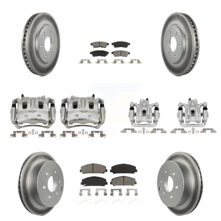 Front Rear Disc Brake Caliper Coated Rotor And Ceramic Pad Kit (10Pc) For Suzuki Equator KCG-100842C