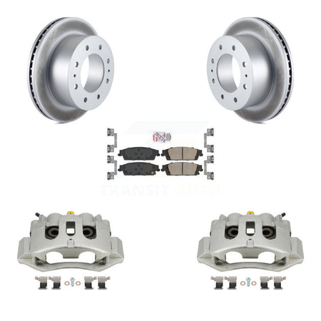 Rear Brake Caliper Coat Rotor & Ceramic Pad Kit For Chevrolet Suburban With 8 Lug Wheels KCG-100842N