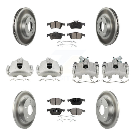 Front Rear Disc Brake Caliper Coat Rotors Semi-Metallic Pad Kit (10Pc) For Mazda 3 Sport KCG-100842P