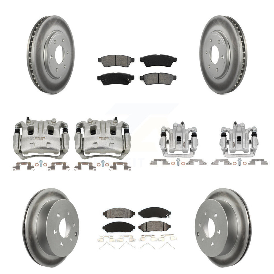 Front Rear Brake Caliper Coat Rotor And Semi-Metallic Pad Kit (10Pc) For Nissan Frontier KCG-100842S