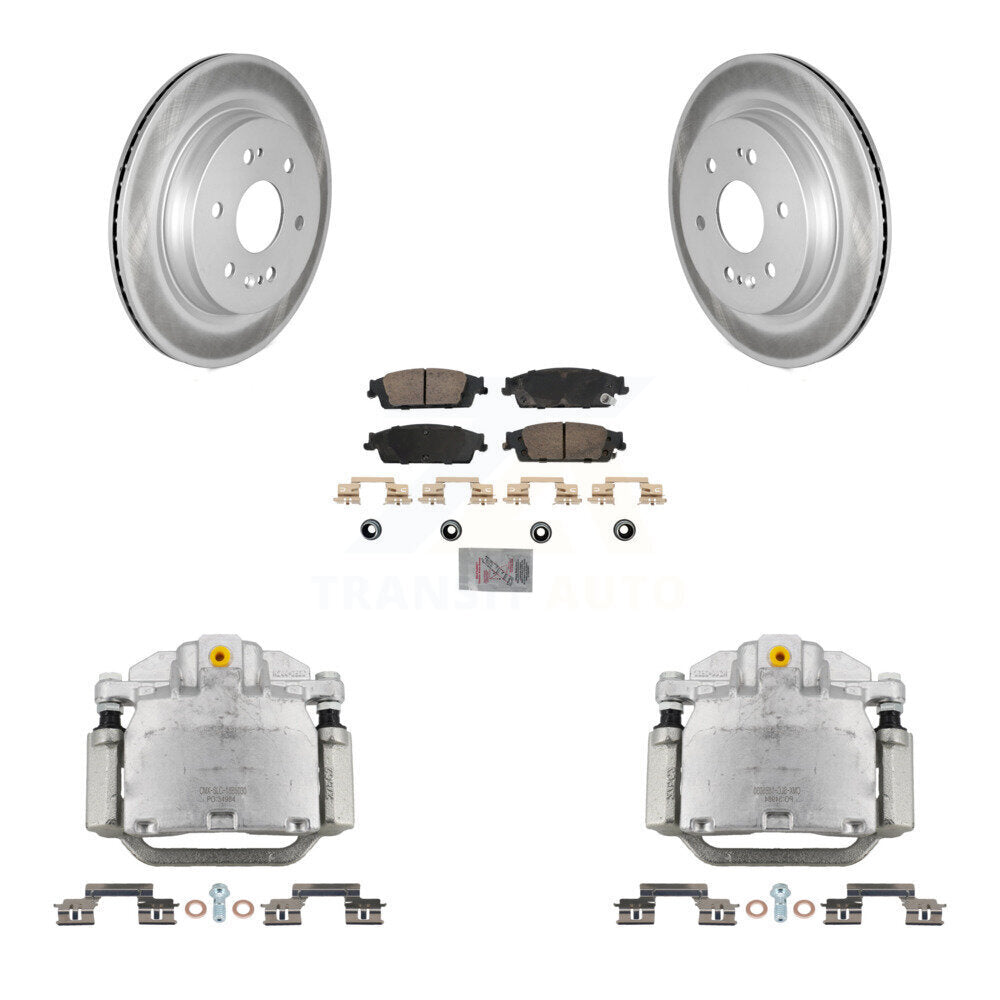 Rear Brake Caliper Coat Rotor Ceramic Pad Kit For Chevrolet Silverado 1500 LD GMC Sierra KCG-100843N