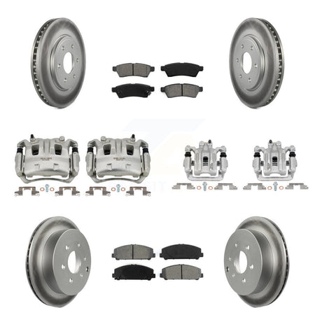 Front Rear Disc Brake Caliper Coat Rotor Semi-Metallic Pad Kit (10Pc) For Suzuki Equator KCG-100843S