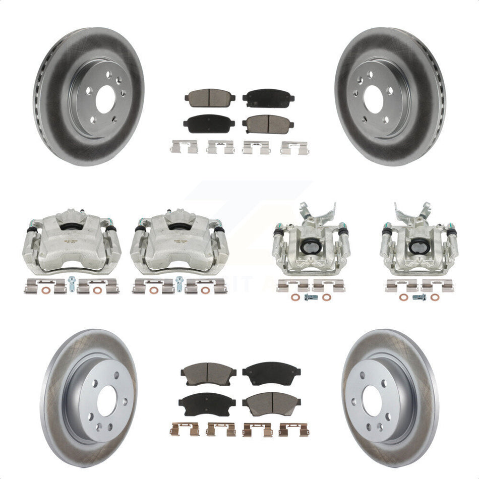 Front Rear Disc Brake Caliper Coated Rotors And Ceramic Pads Kit (10Pc) For 2013-2014 Chevrolet Sonic RS KCG-100844C by Transit Auto