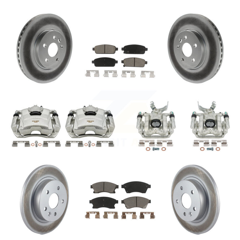 Front Rear Disc Brake Caliper Coated Rotors And Ceramic Pads Kit (10Pc) For 2013-2014 Chevrolet Sonic RS KCG-100844C