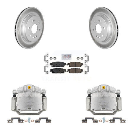 Rear Brake Caliper Coat Rotors Semi-Metallic Pad Kit For Chevrolet Silverado 1500 LD GMC KCG-100844N