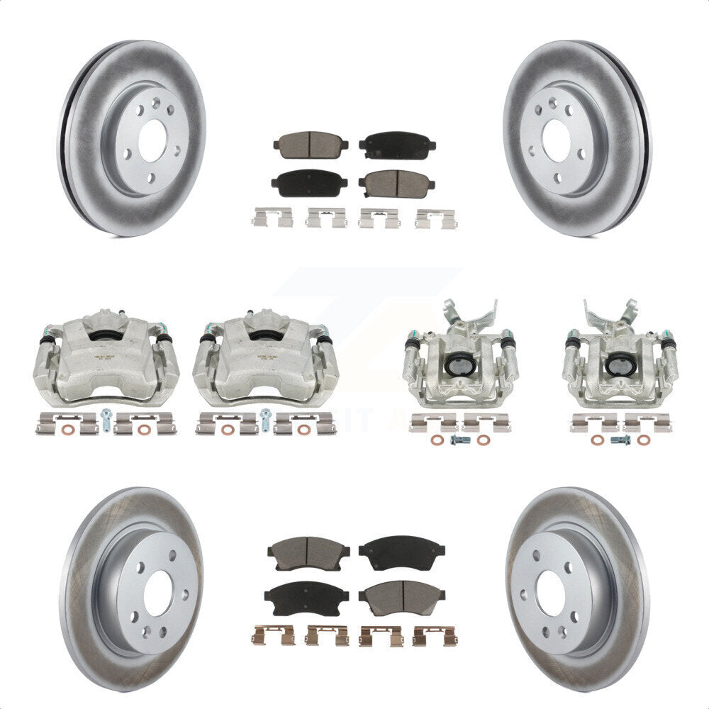 Front Rear Disc Brake Caliper Coated Rotors And Ceramic Pads Kit (10Pc) For Chevrolet Sonic KCG-100846C by Transit Auto